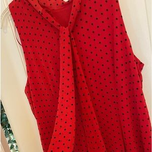 RED AND BLACK DOT SHEER DRESS